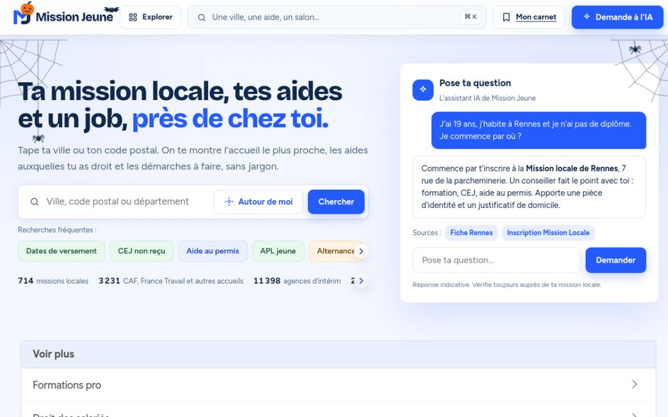 Homepage of Mission Jeune