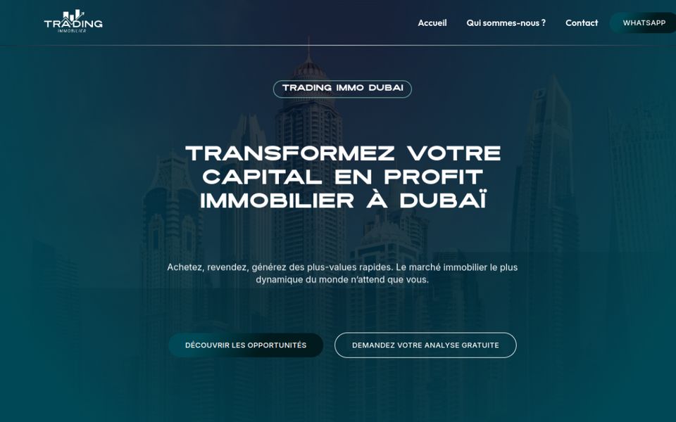 Homepage of Trading Immo Dubai